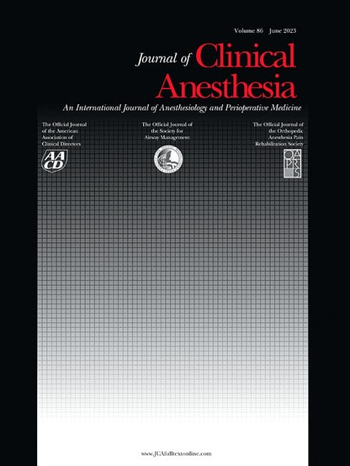 Journal of Clinical Anesthesia: Volume 59 to Volume 67 2020
