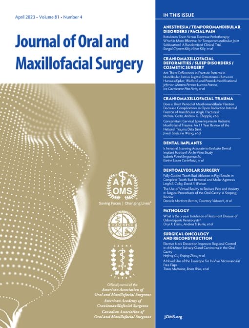 Journal of Oral and Maxillofacial Surgery: Volume 81 (Issue 1 to Issue 12) 2023 PDF