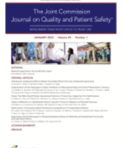The Joint Commission Journal on Quality and Patient Safety: Volume 49 (Issue 1 to Issue 12) 2023 PDF