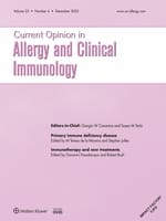 Current Opinion in Allergy & Clinical Immunology: Volume 22 (1 – 6) 2022 PDF